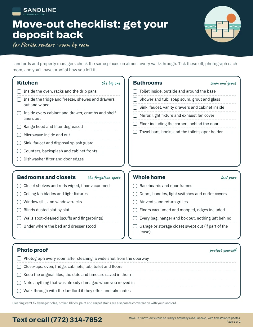 First page of the move-out checklist