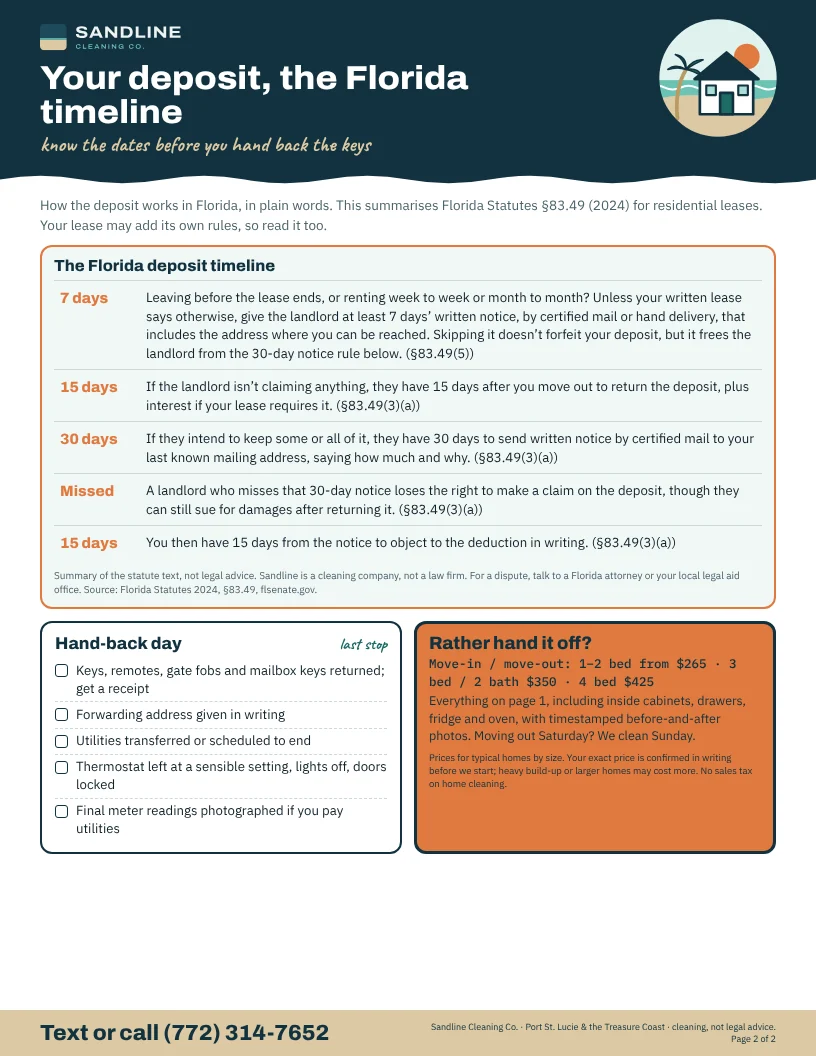 Move-out deposit checklist, page 2
